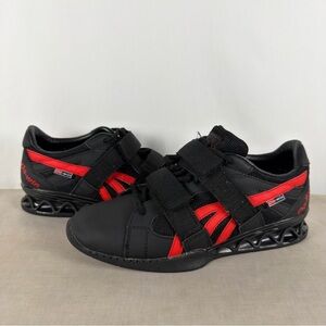 Do-Win Mens 9 Rogue Olympic Black-Red Weight Lifting Lace Up Gym Shoes w/Strap